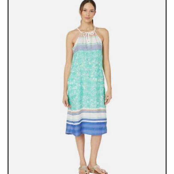 Prana Dresses & Skirts - prAna Parisol Midi Dress Aqua Canopy Sleeveless Halter Size Medium Sundress